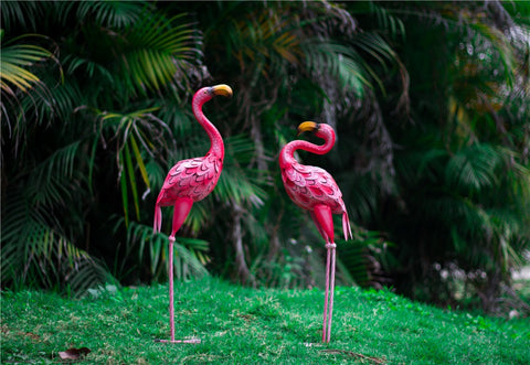 Statue Rosa Flamingo aus Metall 58 / 66 cm (pro Stück)
