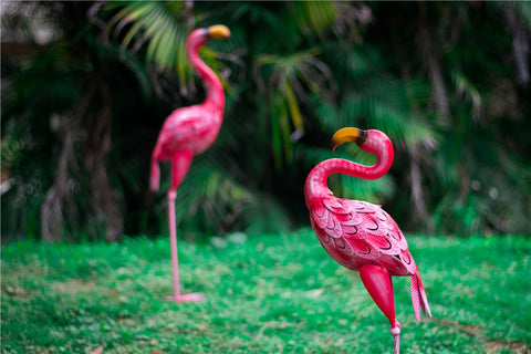 Statue Rosa Flamingo aus Metall 58 / 66 cm (pro Stück)