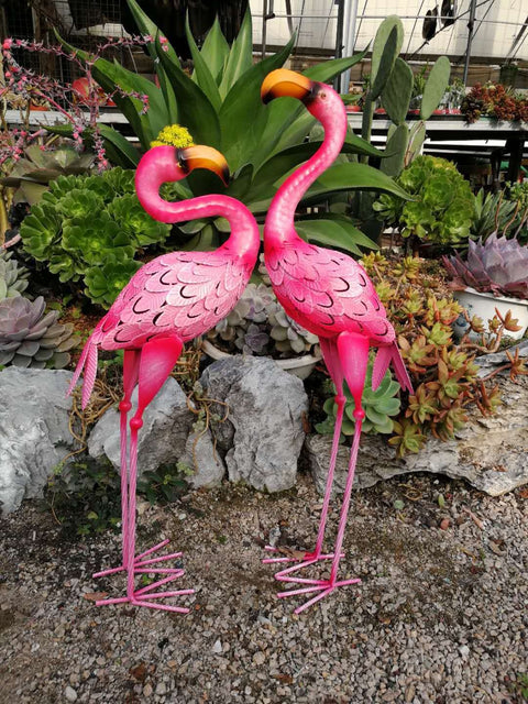 Statue Rosa Flamingo aus Metall 58 / 66 cm (pro Stück)