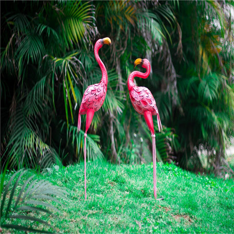 Statue Rosa Flamingo aus Metall 58 / 66 cm (pro Stück)