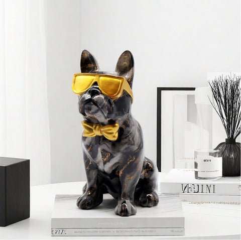 Bulldoggenstatue mit Marmorfassung 25 cm