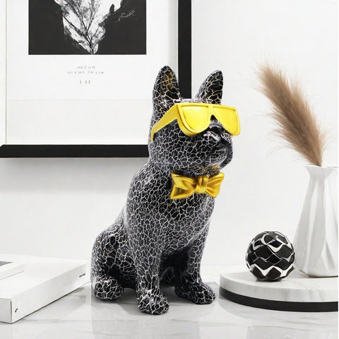 Bulldoggenstatue mit monochromer Lünette 25 cm