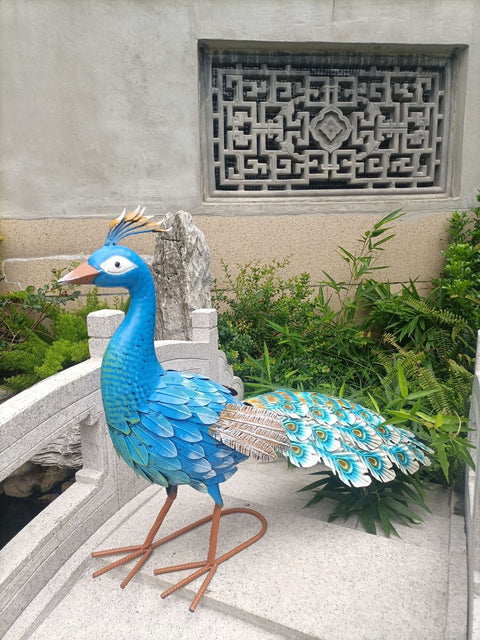 Statue Pfau aus Metall 62 cm