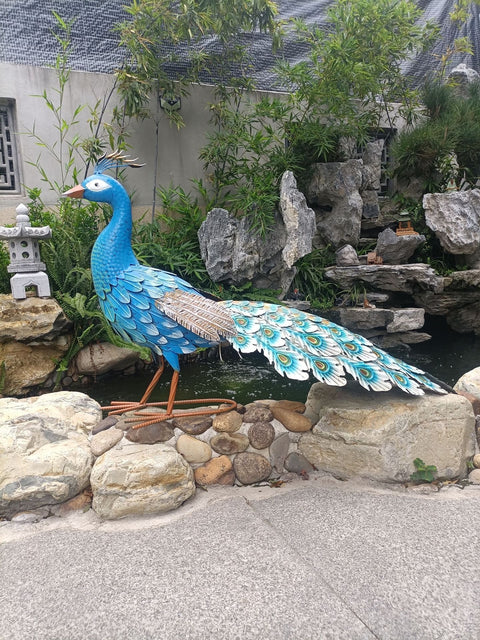 Statue Pfau aus Metall 62 cm