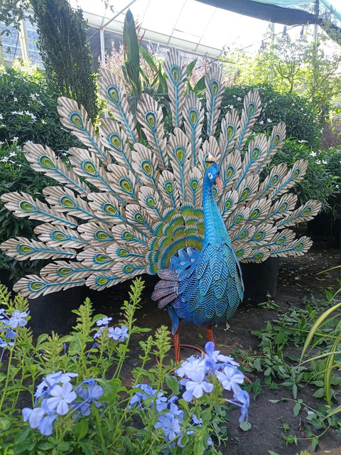 Statue Pfau aus Metall 81 cm