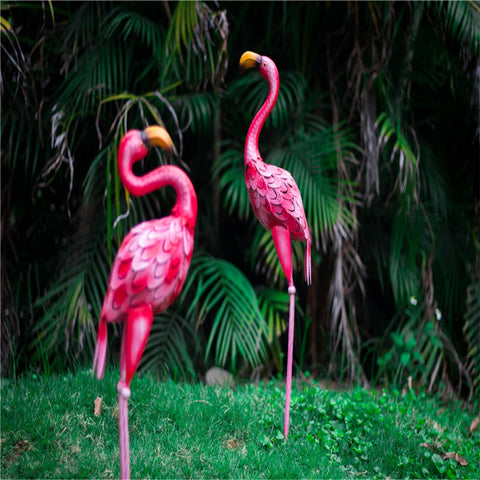 Statue Rosa Flamingo aus Metall 58 / 66 cm (pro Stück)
