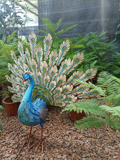 Statue Pfau aus Metall 81 cm