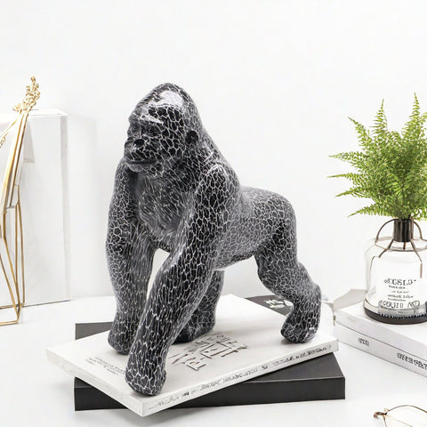 Monochome Gorilla-Statue aus Kunstharz, 26 cm