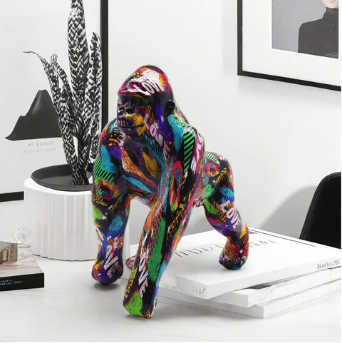 Graffiti-Gorilla-Statue aus Kunstharz, 26 cm