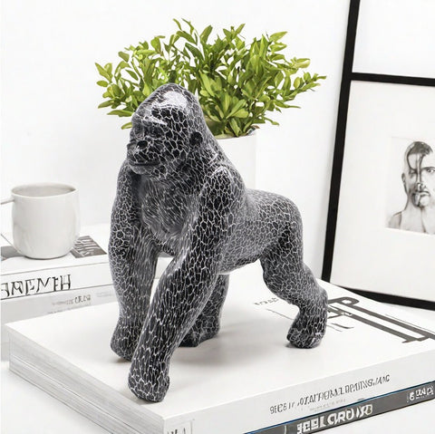 Monochome Gorilla-Statue aus Kunstharz, 26 cm