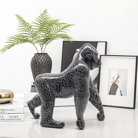 Monochome Gorilla-Statue aus Kunstharz, 26 cm