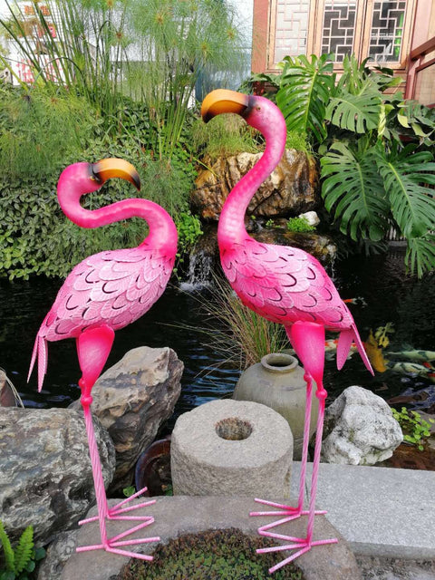 Statue Rosa Flamingo aus Metall 58 / 66 cm (pro Stück)