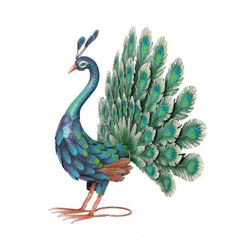 Statue Pfau aus Metall 81 cm