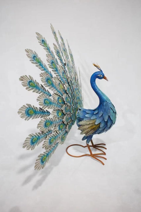 Statue Pfau aus Metall 81 cm