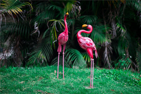Statue Rosa Flamingo aus Metall 58 / 66 cm (pro Stück)