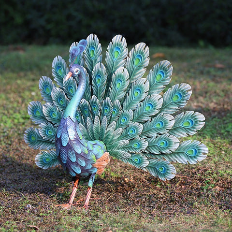 Statue Pfau aus Metall 81 cm