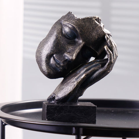 Statue Frauengesicht Bronzeeffekt 22 cm