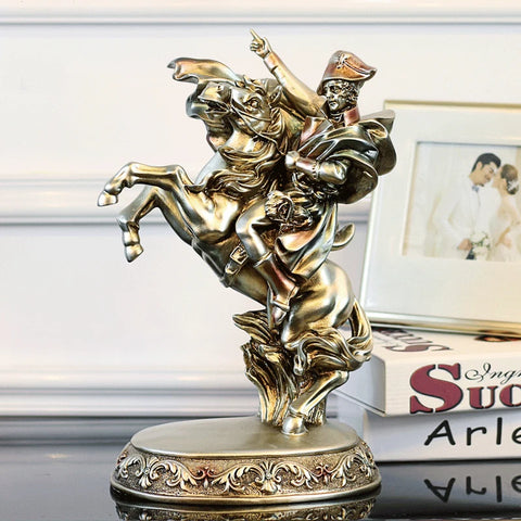 Napoleon-Statue auf silbernem Pferd 33 cm