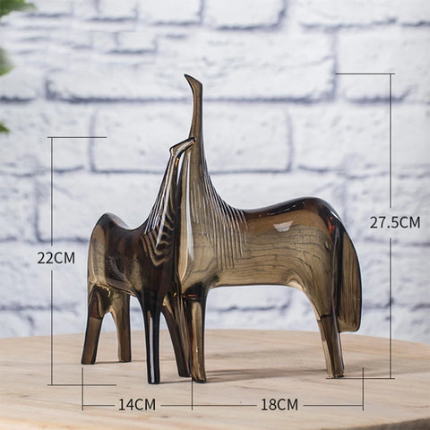 Abstrakte Pferdefiguren – Mutter und Fohlen aus Kunstharz (22 cm &amp; 27,5 cm)
