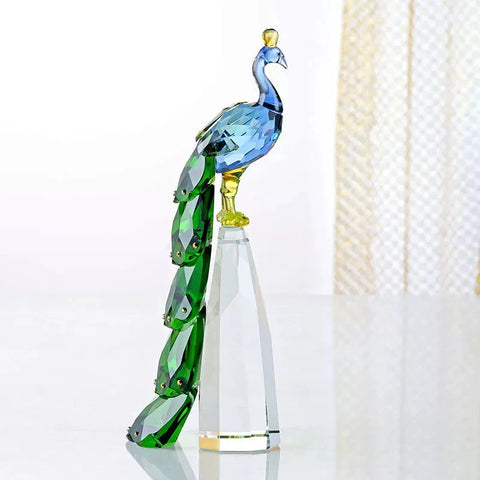 Pfauenstatue aus Kristall – Dekorative Designerskulptur, 24 cm