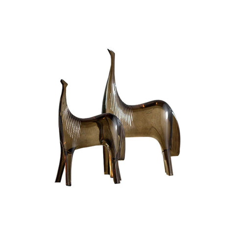 Abstrakte Pferdefiguren – Mutter und Fohlen aus Kunstharz (22 cm &amp; 27,5 cm)