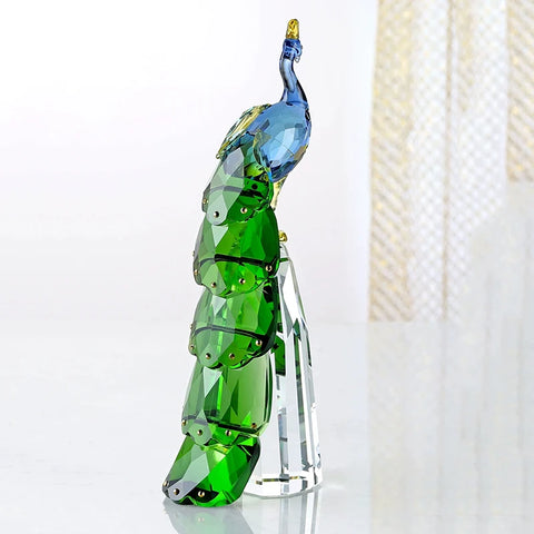Pfauenstatue aus Kristall – Dekorative Designerskulptur, 24 cm