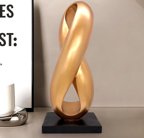 Abstrakte vergoldete Skulptur aus Kunstharz 38 cm