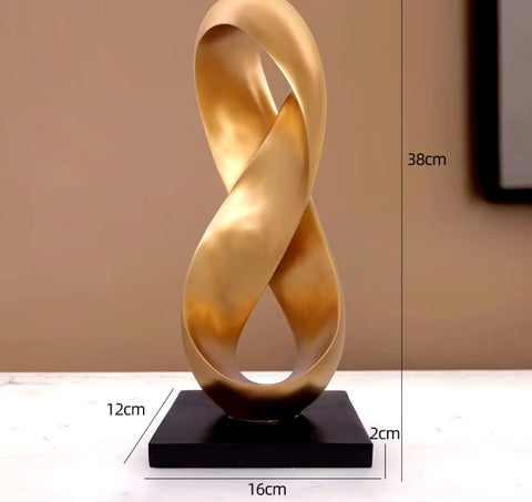 Abstrakte vergoldete Skulptur aus Kunstharz 38 cm