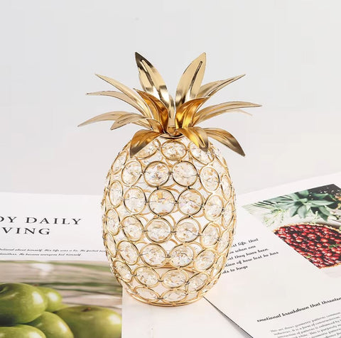 Scultpure Goldene Ananas aus Glas 19cm