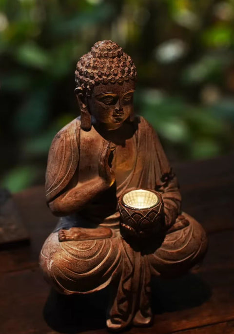 Buddha-Statue aus Kunstharz für den Außenbereich 27 cm