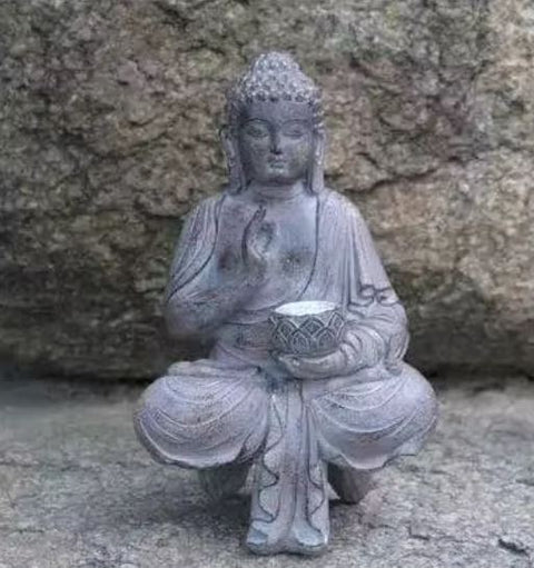 Buddha-Statue aus Kunstharz für den Außenbereich 27 cm