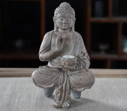 Buddha-Statue aus Kunstharz für den Außenbereich 27 cm