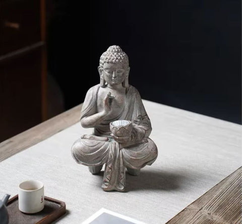 Buddha-Statue aus Kunstharz für den Außenbereich 27 cm