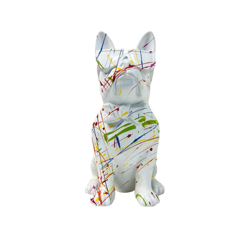 Bulldoggenstatue mit weißer Einfassung 25 cm