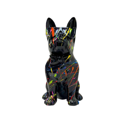 Bulldoggenstatue mit schwarzer Lünette 25 cm