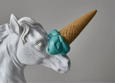 Statue Büste Pferd Einhorn (Eis) 17 cm