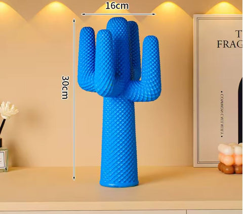 Statue Kaktus Design blau aus Kunstharz 30 cm