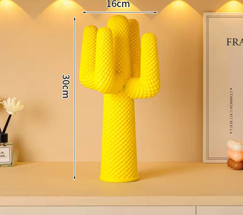 Gelbe Design-Kaktus-Statue aus Kunstharz 30 cm