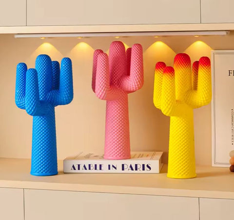 Statue Kaktus Design blau aus Kunstharz 30 cm