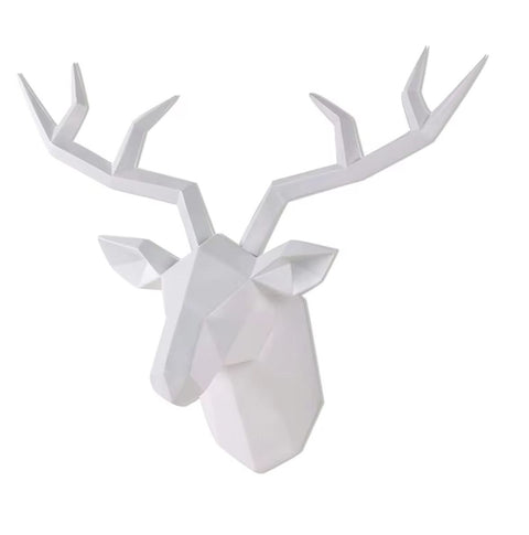 Wandstatue Origami-Hirschkopf weiß 28 cm