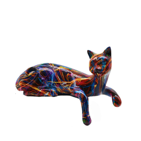 Liegende Katzenstatue aus Laserharz 15 cm
