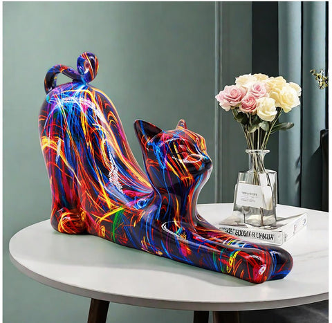 Liegende Katzenstatue aus Laserharz 12 cm