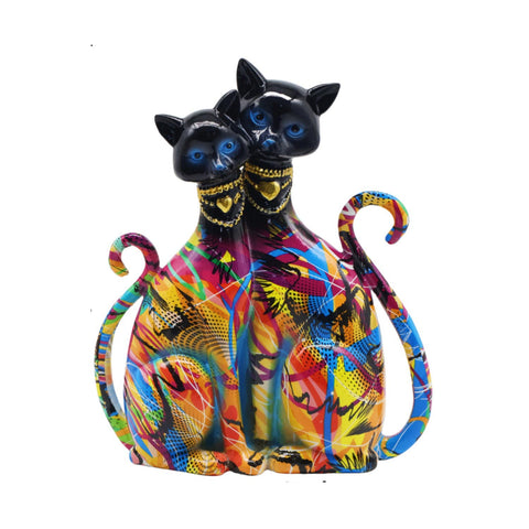 Statue von 2 siamesischen Katzen aus Harz 25 cm