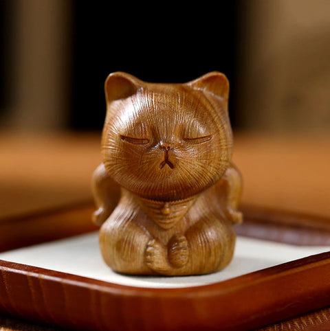 Hölzerne Katzenstatuette 8 cm