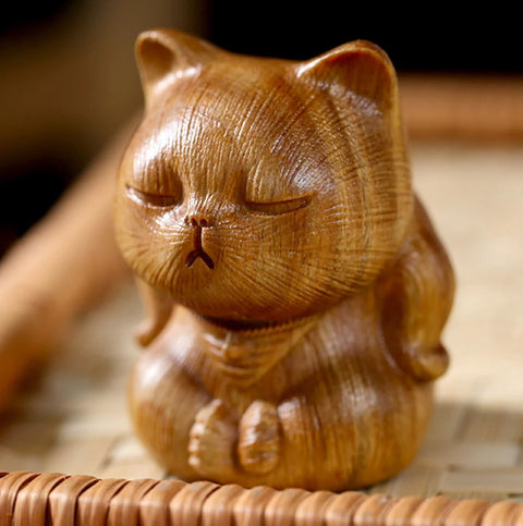 Hölzerne Katzenstatuette 8 cm