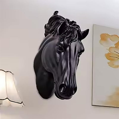 Wandskulptur Pferdekopf schwarz 14 cm
