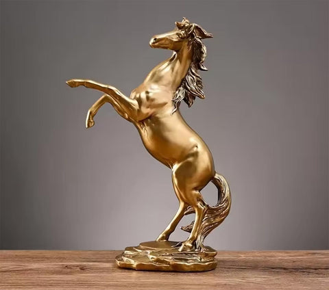 Statue Pferd mit Drosselklappe, vergoldet 29 cm