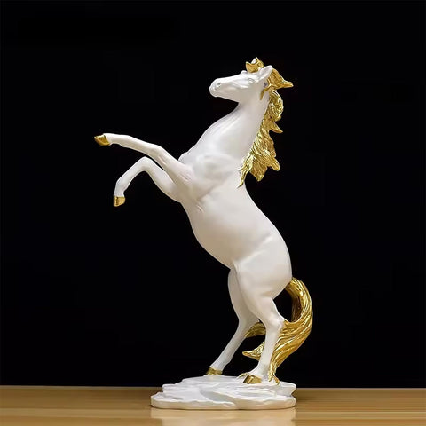 Statue Weißes Pferd mit goldener Mähne 30 cm