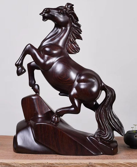 Pferdestatue aus massivem Holz, 20 cm