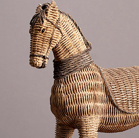 Statue Pferd aus Rattan 26 cm